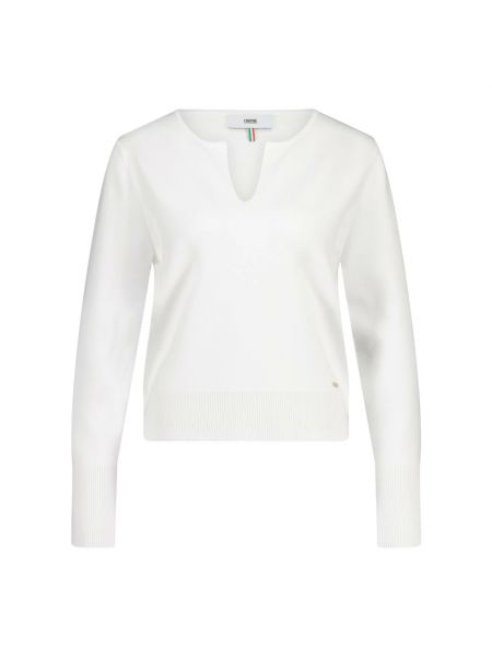 Biały sweter z dekoltem w serek Cinque