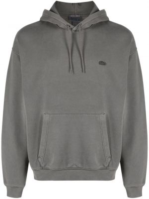 Pamučna hoodie s kapuljačom Lacoste siva