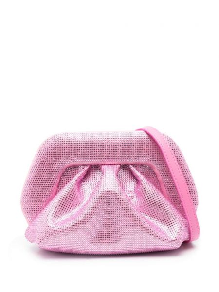 Clutch torbica s kristalima Themoirè ružičasta