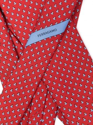Jedwabny krawat z nadrukiem Ferragamo czerwony