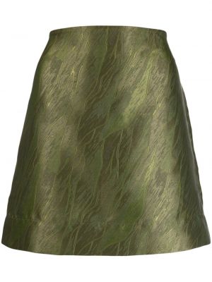 Žakárové saténové mini sukně Ganni zelené
