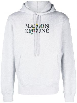 Raštuotas medvilninis džemperis su gobtuvu Maison Kitsuné pilka