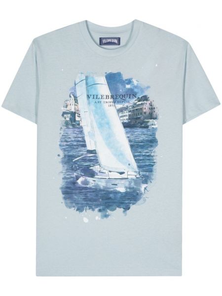 T-shirt en coton à imprimé Vilebrequin bleu