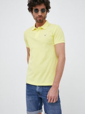 Памучна тениска с дълъг ръкав Gant жълто