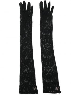Длинные кружевные перчатки на шнуровке Gucci, черные