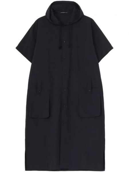 Βαμβακερή μίντι φόρεμα με κουκούλα Yohji Yamamoto μαύρο