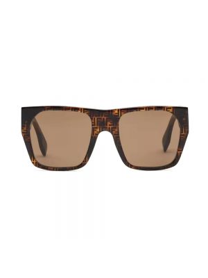 Okulary przeciwsłoneczne w geometryczne wzory oversize Fendi brązowe