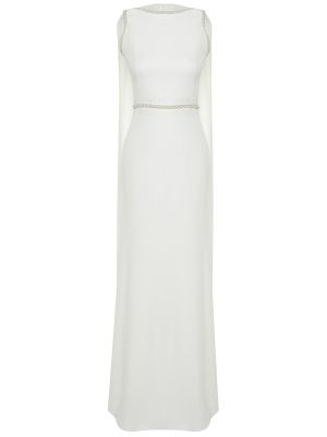 Белое вечернее платье с жемчугом Trendyol