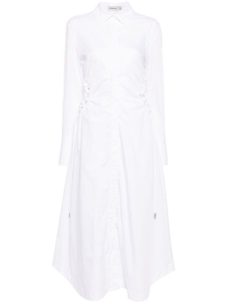 Βαμβακερή φόρεμα σε στυλ πουκάμισο με κορδόνια με δαντέλα Simkhai λευκό