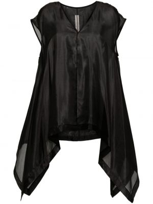 Svilena bluza s v-izrezom Rick Owens crna