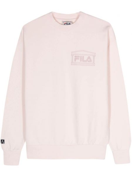 Pamučna dugi sweatshirt s printom Fila ružičasta