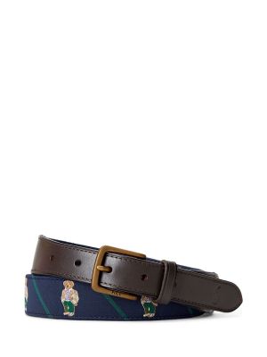 Cinturón de cuero con estampado Polo Ralph Lauren azul