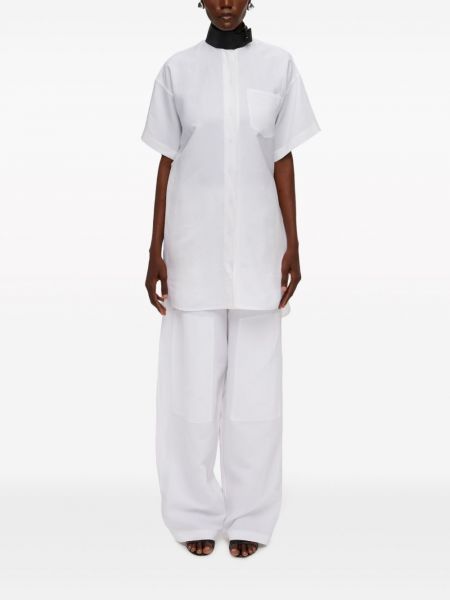 Lniane proste spodnie Ferragamo białe