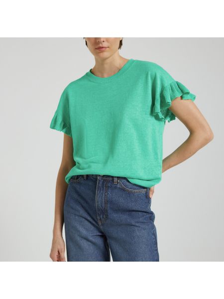 Jersey de lino de punto de tela jersey Des Petits Hauts verde