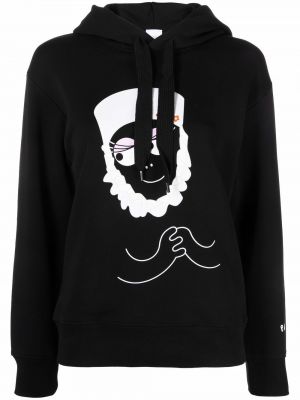 Pamučna hoodie s kapuljačom s printom Patou crna