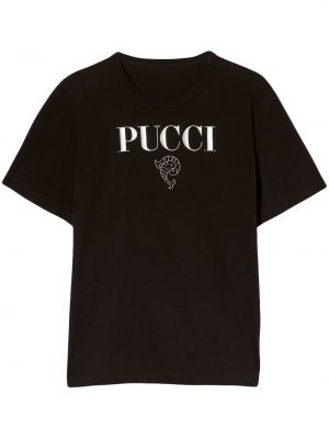 Bavlnené tričko s potlačou Pucci čierna