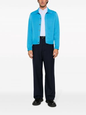 Vlněné rovné kalhoty Ami Paris modré