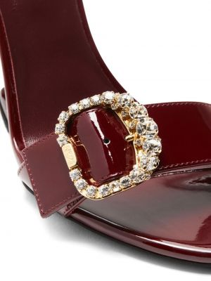 Leder sandale mit schnalle mit kristallen N°21 rot