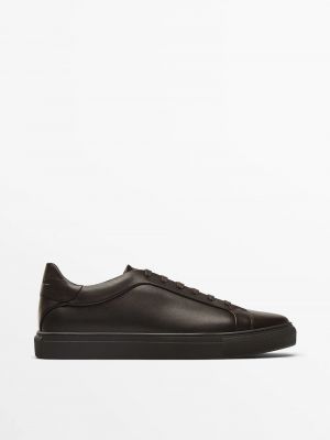 Кожаные кроссовки Massimo Dutti коричневые