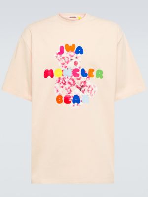 Koszulka bawełniana z nadrukiem Moncler Genius różowa