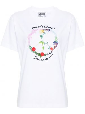 Kokvilnas t-krekls Moschino balts