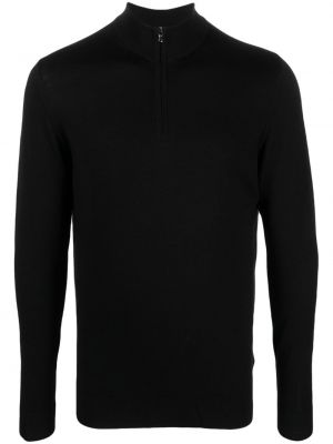 Пуловер с цип от мерино вълна Sunspel черно