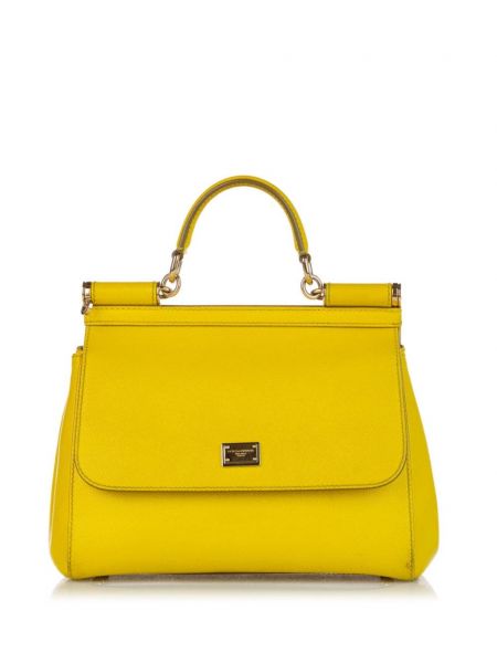 Δερμάτινη τσάντα Dolce & Gabbana Pre-owned κίτρινο