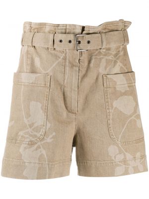 Pantalones cortos de flores con estampado Brunello Cucinelli marrón