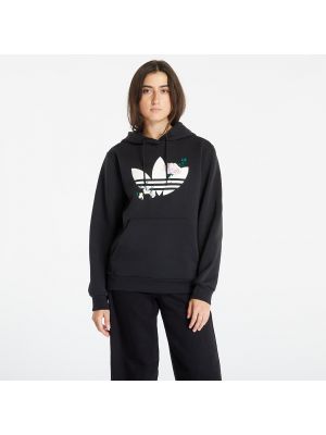 Φλοράλ φούτερ με κουκούλα Adidas Originals μαύρο