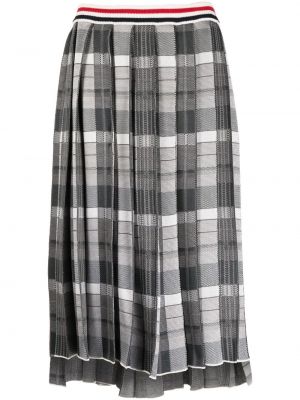 Šedé plisované žakárové kostkované sukně Thom Browne