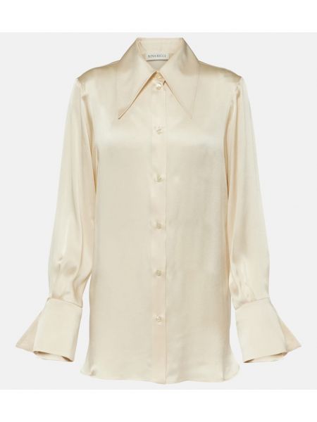 Σατέν πουκάμισο Nina Ricci λευκό