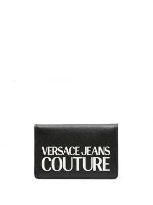 Raštuotas iš natūralios odos piniginė Versace Jeans Couture juoda