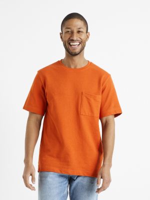 Тениска с джобове Celio оранжево