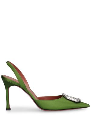 Сатенени ниски обувки Amina Muaddi зелено