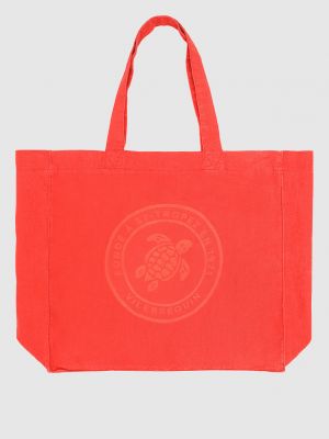 Лляна пляжна сумка з принтом Vilebrequin помаранчева