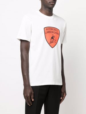 Bavlněné tričko s potiskem Automobili Lamborghini bílé