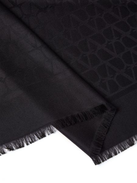 Hedvábný vlněný šátek Valentino Garavani černý