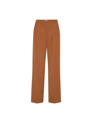 Jednofarebné viskózové nohavice s vysokým pásom 2ndday - hnedá