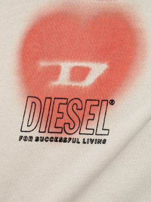 Bluza z kapturem bawełniana z nadrukiem Diesel szara
