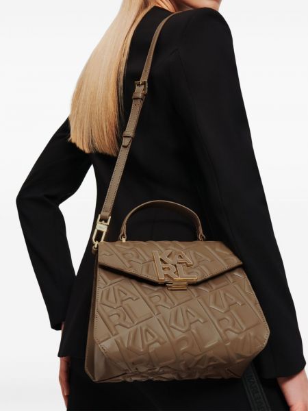 Leder shopper handtasche Karl Lagerfeld braun