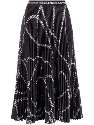 Džínsová sukňa s potlačou Versace Jeans Couture čierna