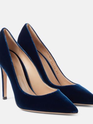 Pantofi cu toc de catifea Gianvito Rossi albastru