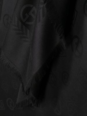 Žakárový saténový šál Giorgio Armani černý