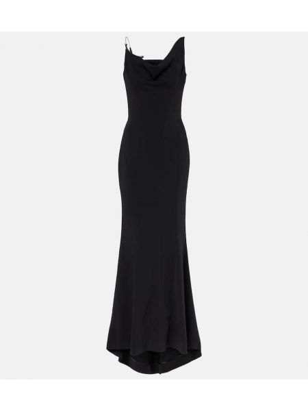 Asymmetrisk maxi kjole Mugler svart