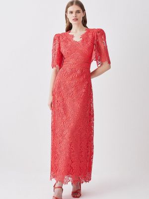 Кружевное длинное платье Karen Millen розовое