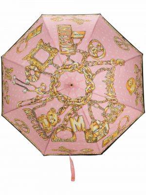 Parasol z printem Moschino, różowy