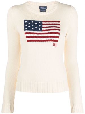 Кашмирен вълнен пуловер бродиран Polo Ralph Lauren кафяво