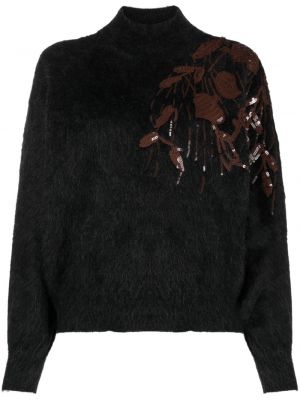 Flitrovaný sveter s kožušinou Brunello Cucinelli