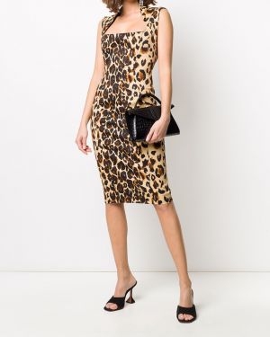 Vestido midi ajustado con estampado leopardo Mugler