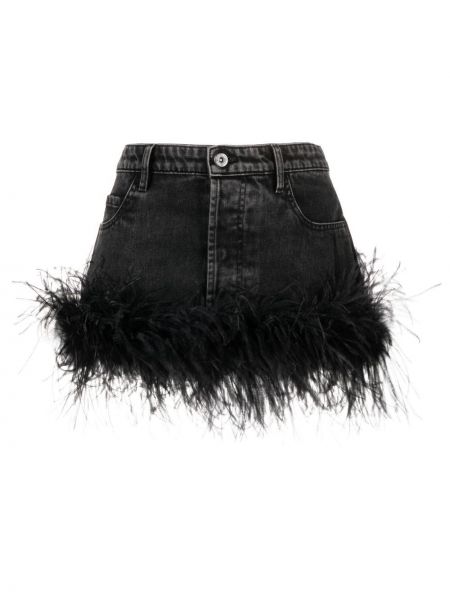 Spódnica jeansowa w piórka Miu Miu czarna